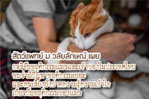 ผลวิจัยพฤติกรรมแมวและเจ้าของในประเทศไทย พบว่ามีปัญหาพฤติกรรมเยอะและคนเลี้ยงยังขาดความรู้ความเข้าใจเกี่ยวกับพฤติกรรมของแมว !!!