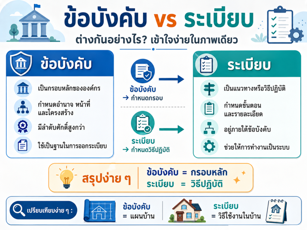 ข้อบังคับ vs ระเบียบ: ความแตกต่างง่ายๆ