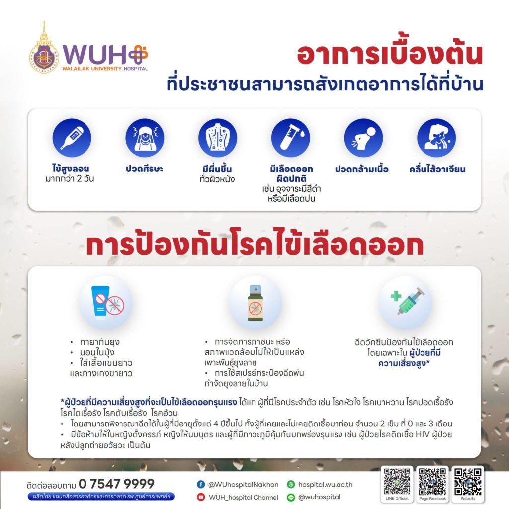 ข้เลือดออกเกิดจากเชื้อไวรัสเดงกี โดยมียุงลายเป็นพาหะ